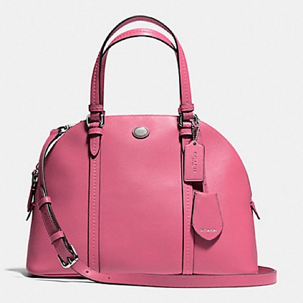 New Coach Peyton Leather Cora Domed Satchel Pink Purse Spring Summer Barbie - Picture 2 of 16